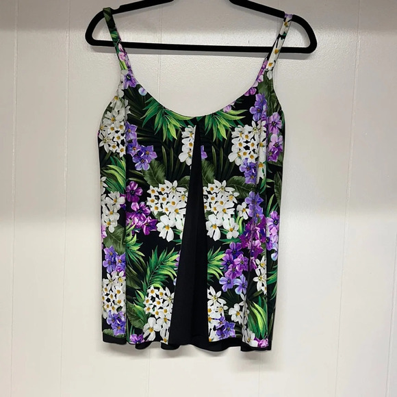 Other - Floral Tankini Top with Adjustable Straps Opens in Front and Back Sz 14